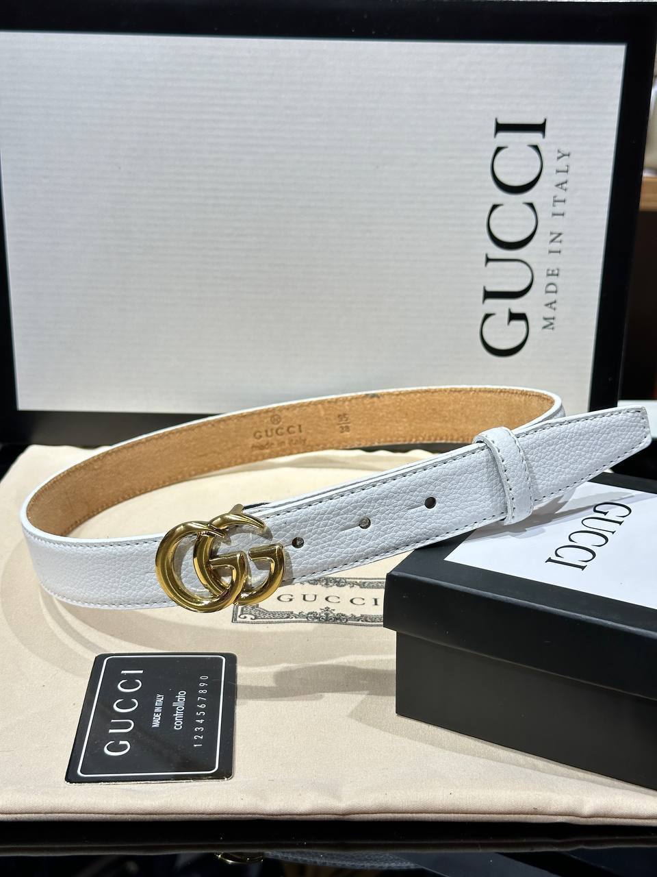 GG - Fit Leather Belt (White)