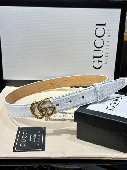 GG - Fit Leather Belt (White)